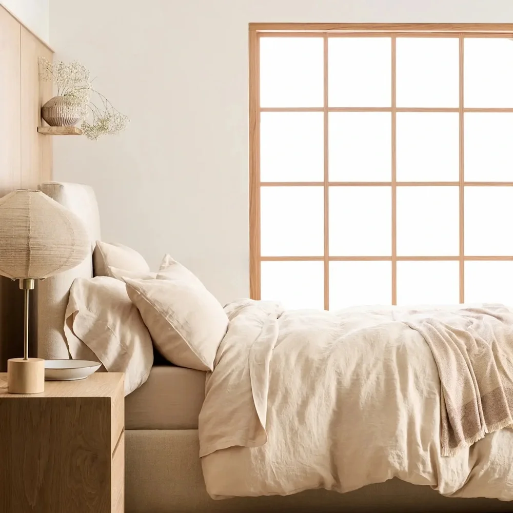 Quince Linen Duvet Cover Set With Two Pillowcases